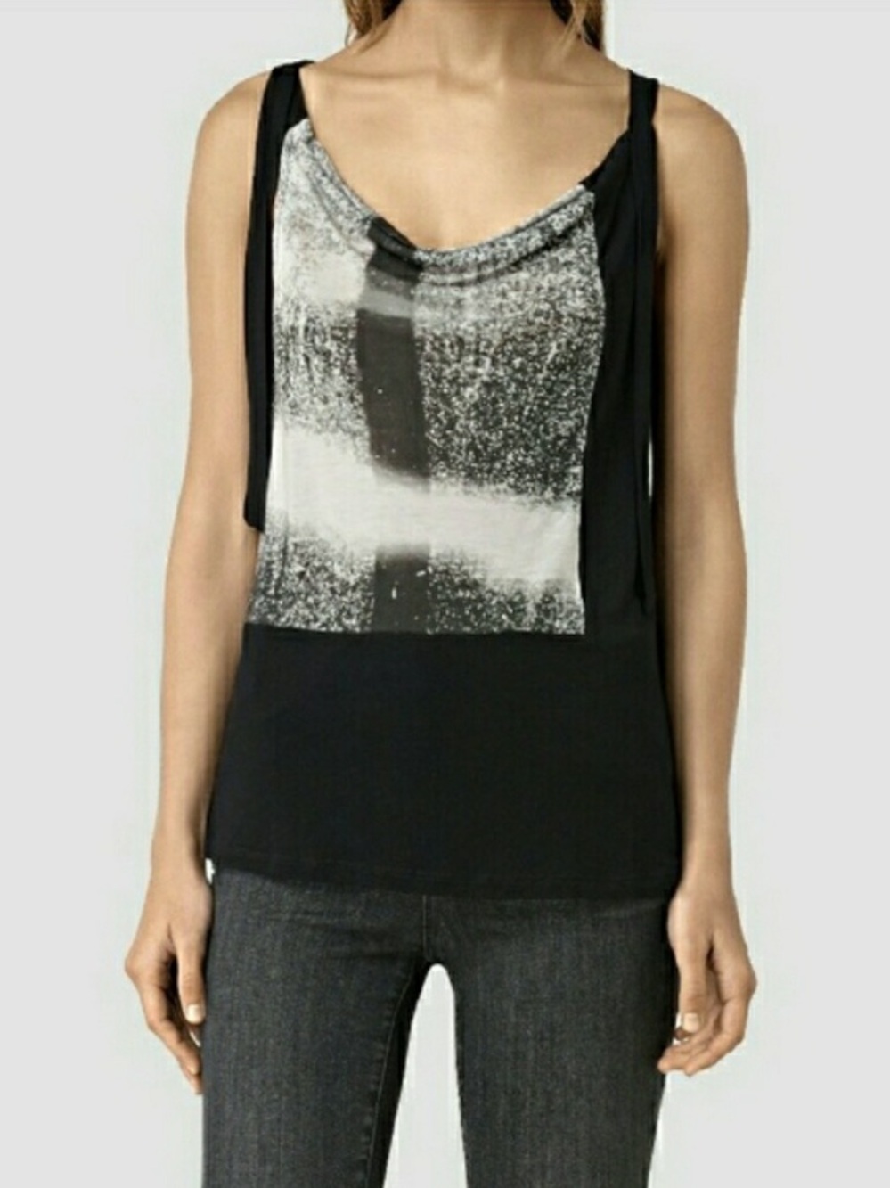 All Saints Twilight Carli Tee Black Tank Top M Women’s Y2K Graphic